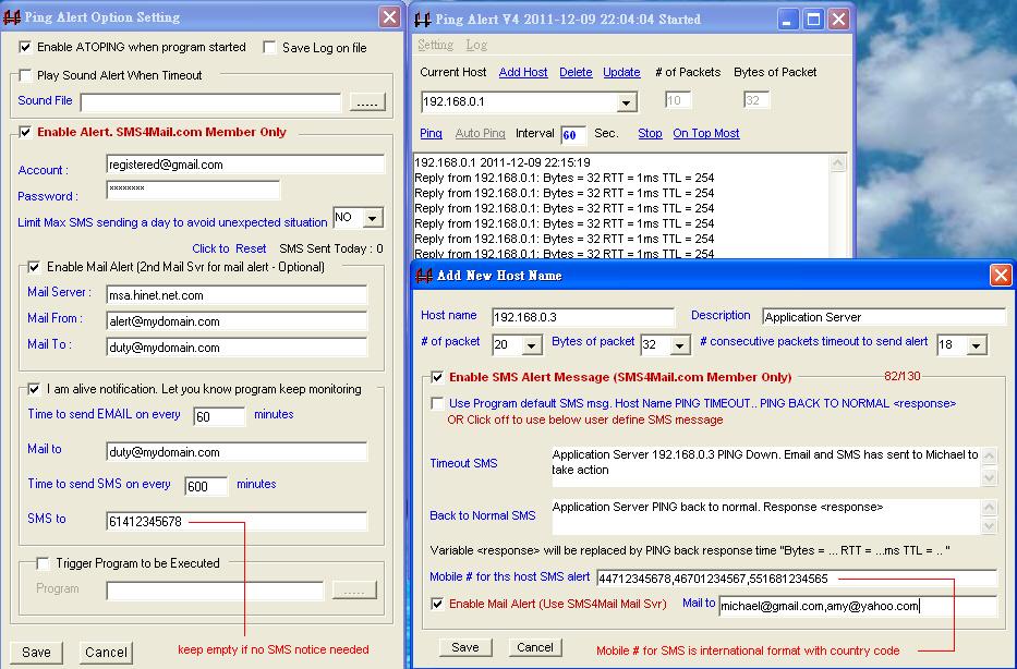 Ping Alert screenshot Ping Alert screenshot